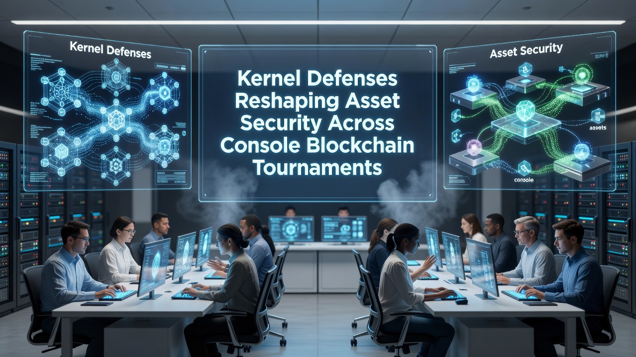 Secure kernel modules handling encrypted asset transfers in blockchain-enabled console competitions