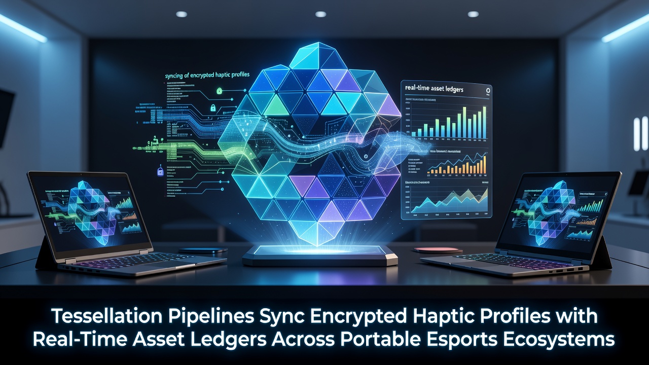 Tessellation pipeline visualization integrated with haptic and ledger systems in portable esports hardware